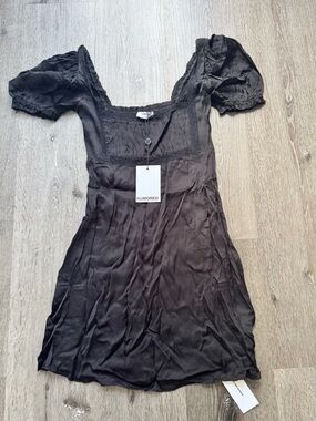 black mini dress with white Black Tie Optional Mini Dress